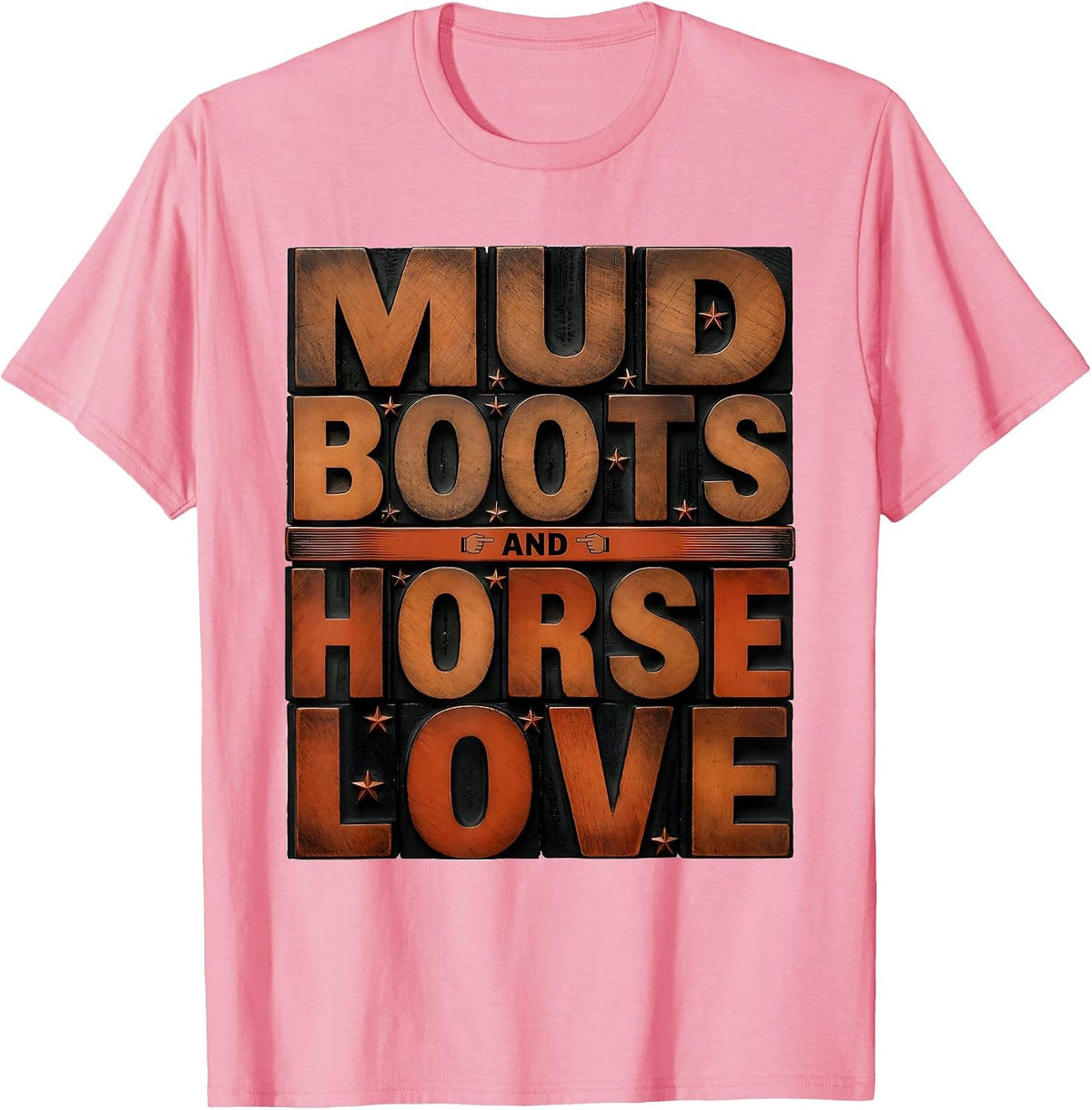 Men's Mud Boots and Horse Love Equestrian Design T-Shirt - Pink