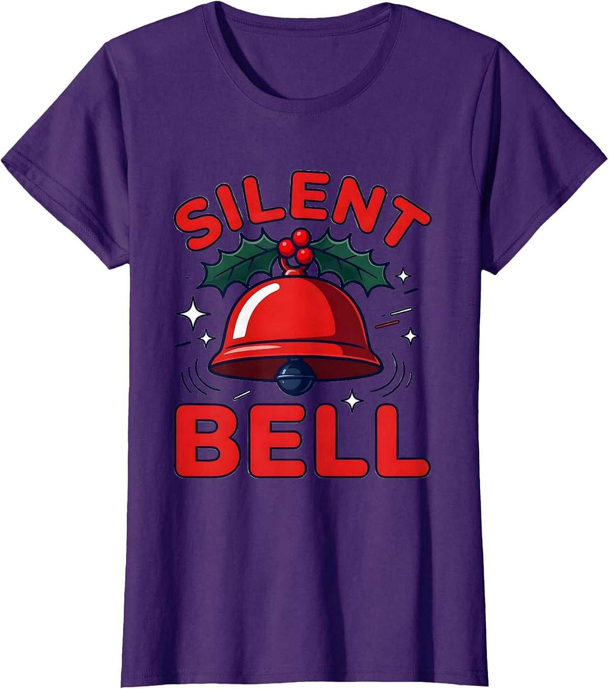 Women's Silent Bell Funny Teacher Christmas School Humor T-Shirt - Purple