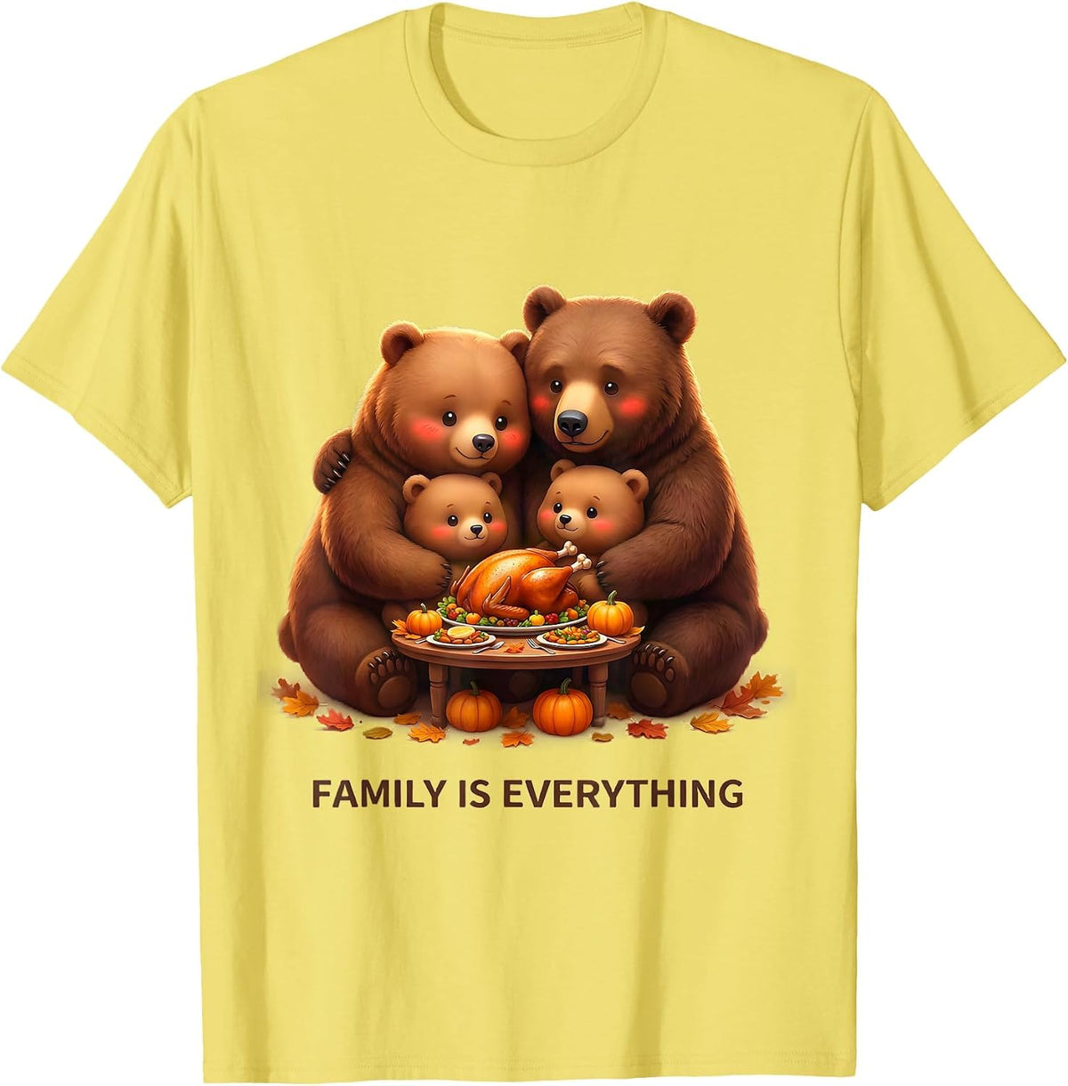 Men's Family Is Everything Thanksgiving Graphic Design T-Shirt - Lemon Yellow