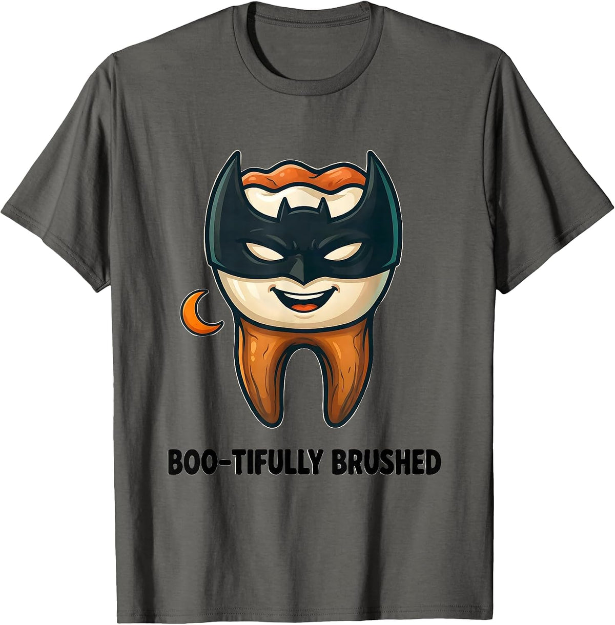 Boo-tifully Brushed Playful Dental Squad Halloween Costume T-Shirt - Asphalt Grey