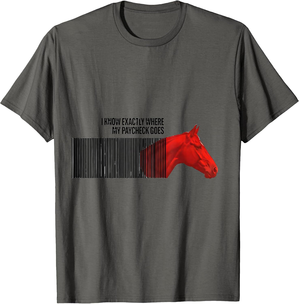 I Know Exactly Where My Paycheck Goes Funny Horse Lover Girl T-Shirt - Asphalt Grey