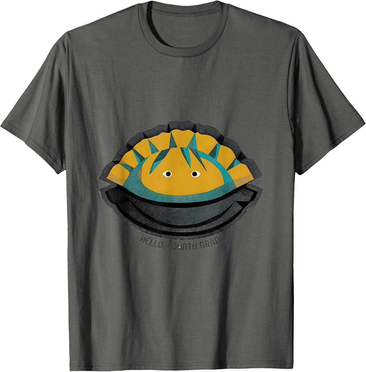 Hello, Fourth Grade Midcentury Modern Kawaii Dumpling Girl T-Shirt - Asphalt Grey
