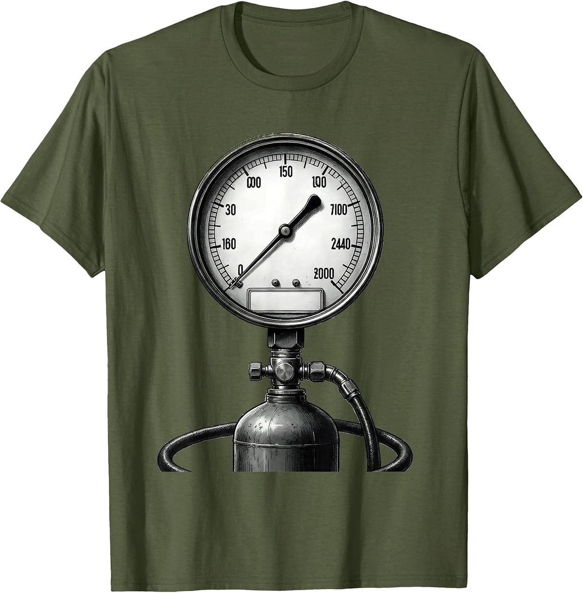 Manifold Gauge Body HVAC Technician Charging Humor T-Shirt - Olive Green
