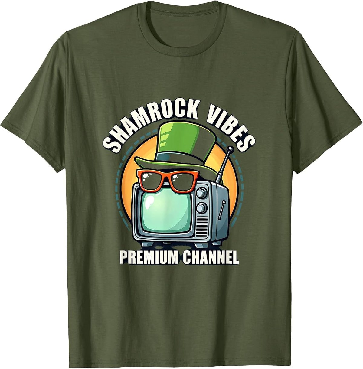 Shamrock Vibes St Patricks Day Mens Design T-Shirt - Olive Green