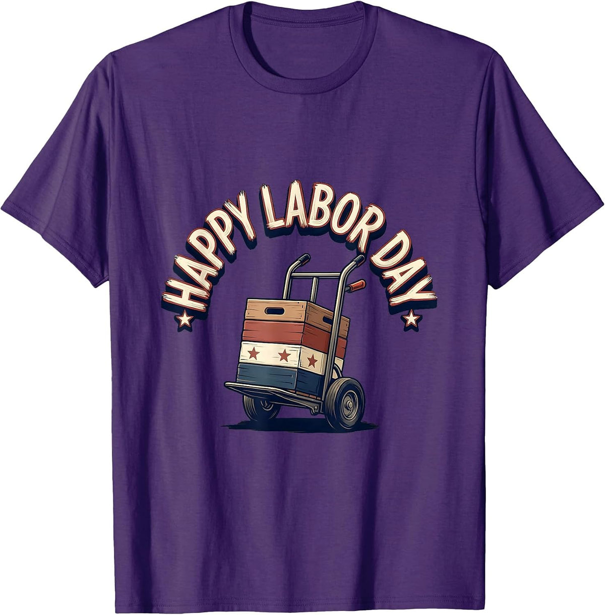 Men's Happy Labor Day Patriotic Union Pride Sign Painter Style T-Shirt - Purple