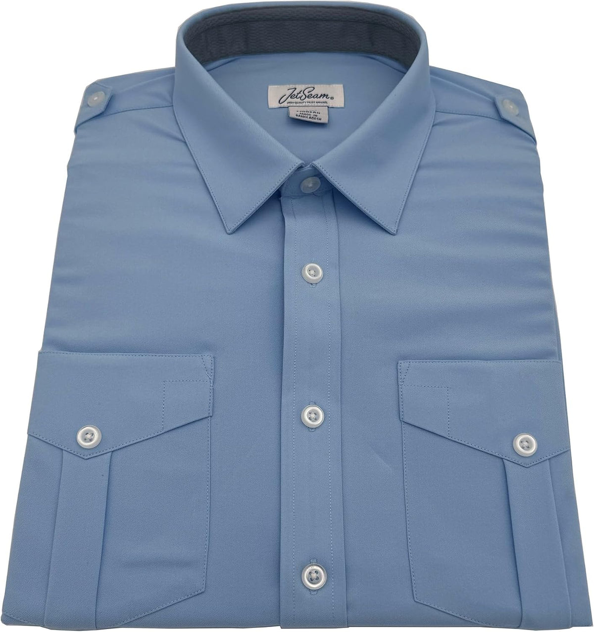 Men's Modern Cut White Label Long Sleeve Pilot Shirt - Blue