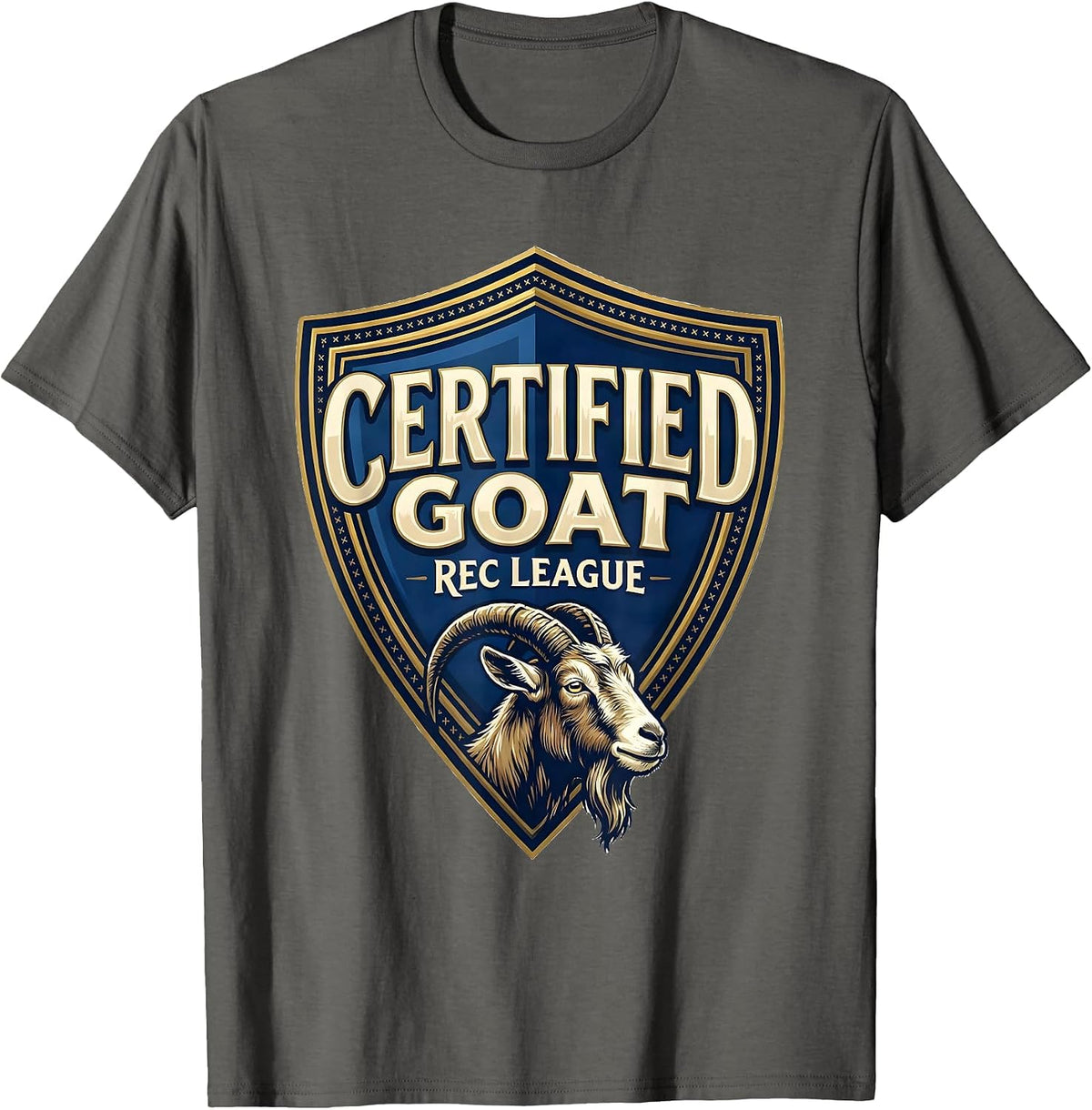 Men's Certified GOAT Rec League Funny Goat Lover Gift T-Shirt - Asphalt Grey