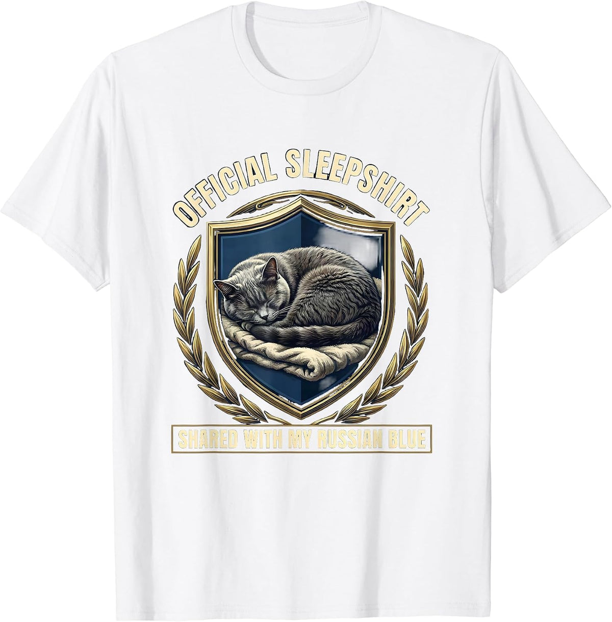 Men's Official Sleepshirt, Shared With My Russian Blue Cat Lover T-Shirt - White