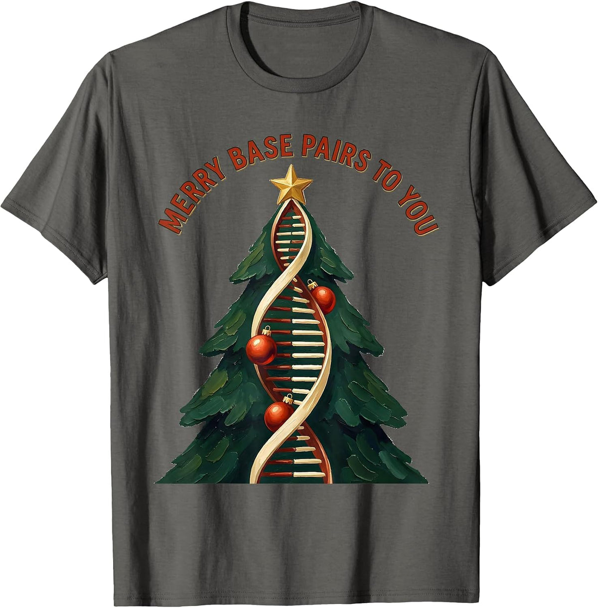 Men's Merry Base Pairs To You Funny Science Teacher DNA Christmas T-Shirt - Asphalt Grey