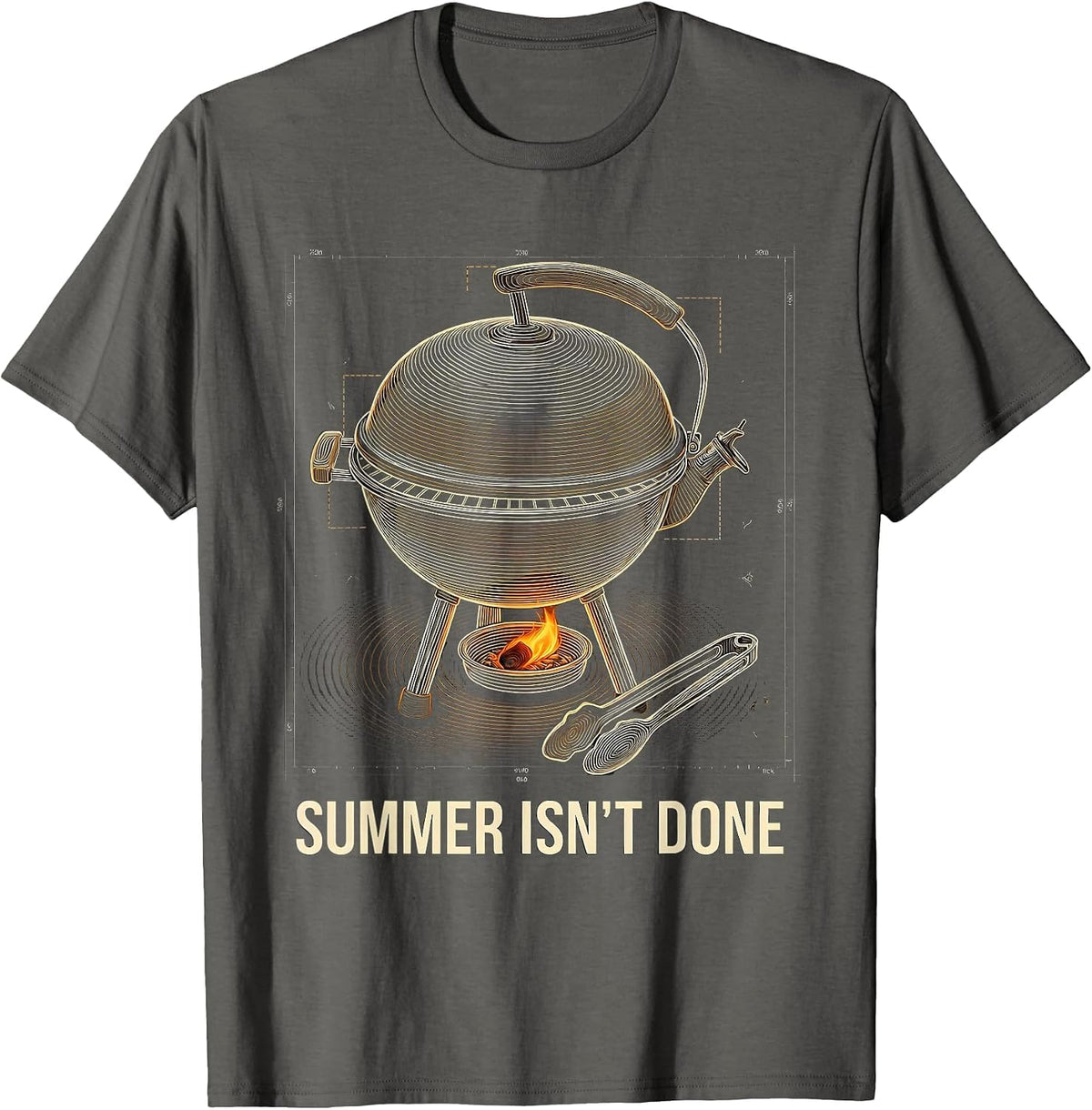 Summer Isn't Done Topographic Contour Grill Dad BBQ Humor T-Shirt - Asphalt Grey