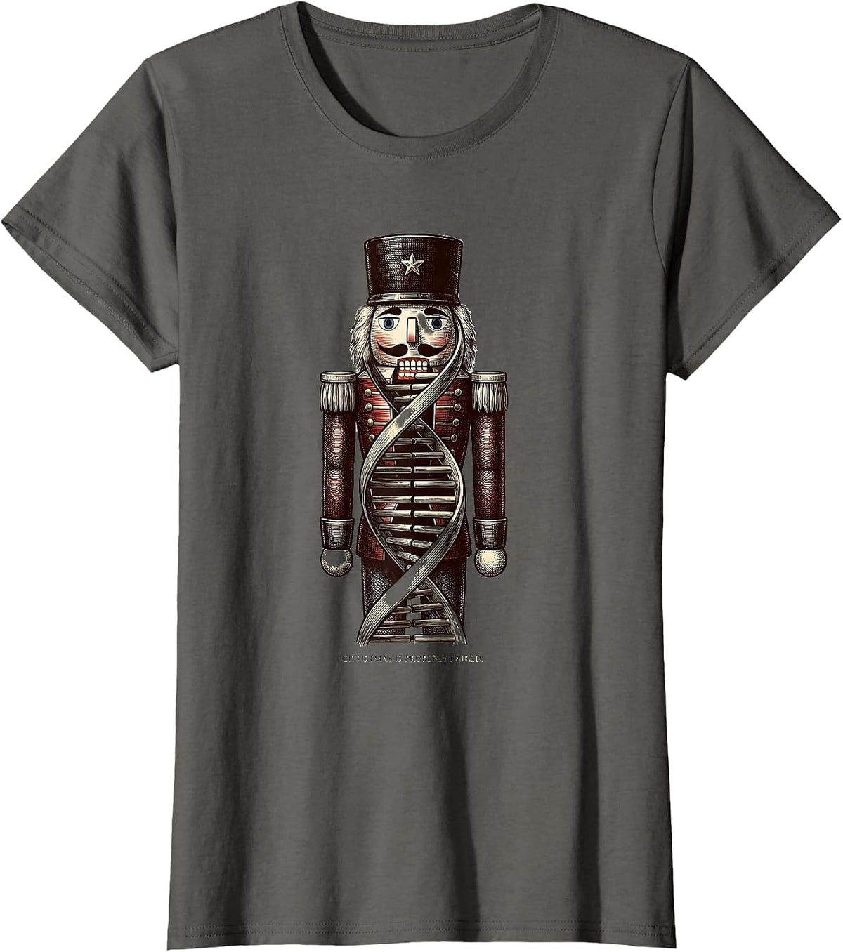 Women's Christmas Is Properly Paired Science Teacher DNA Humor T-Shirt - Asphalt Grey