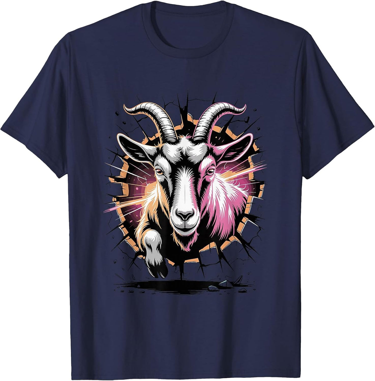 Graffiti Wall Art Goat Goats T-Shirt - Navy Blue