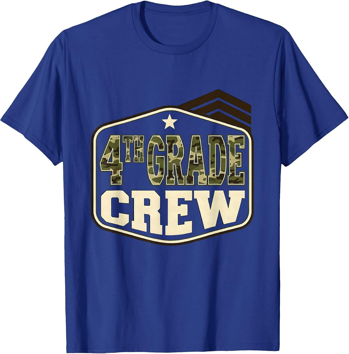 Men's 4TH GRADE CREW Camo Fourth Grade Back To School Boys T-Shirt - Royal Blue