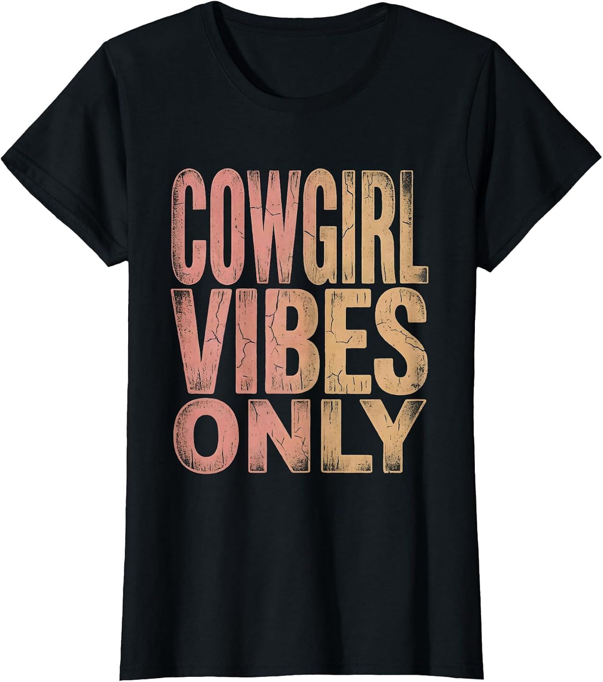 Women's Cowgirl Vibes Only Western Girls Design T-Shirt - Black