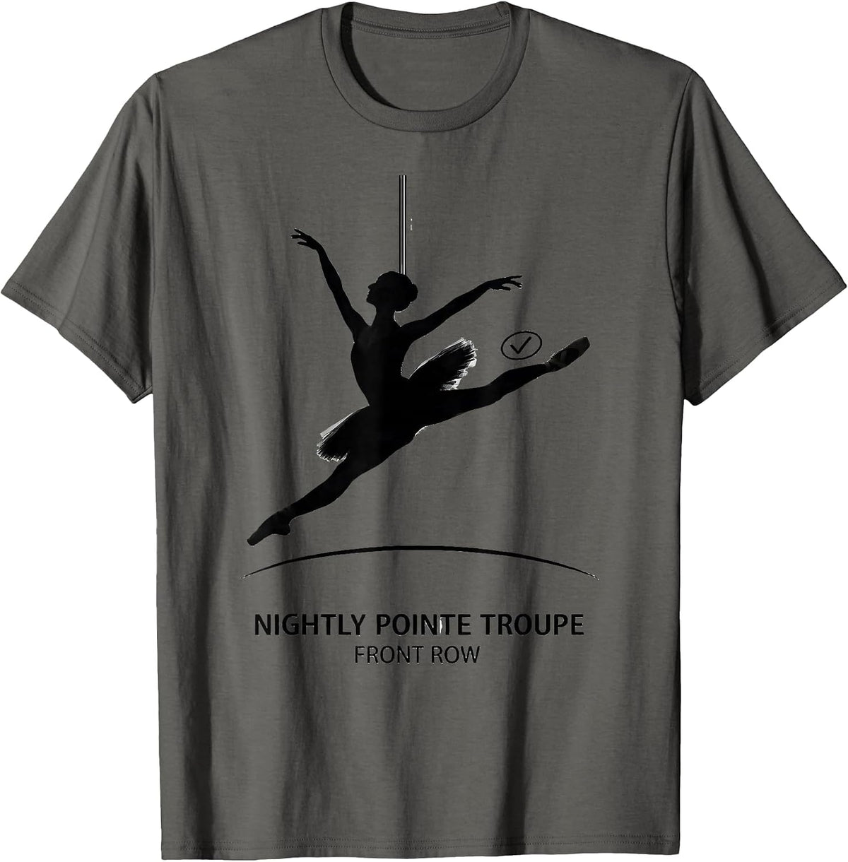 Men's Nightly Pointe Troupe Front Row Skeleton Ballerina Halloween T-Shirt - Asphalt Grey