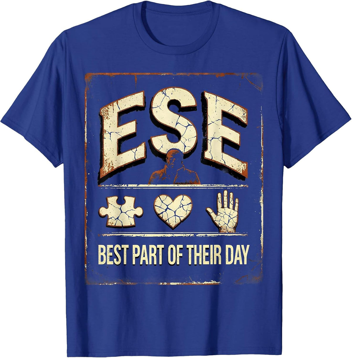 ESE Best Part Of Their Day Distressed Teacher Squad T-Shirt - Royal Blue