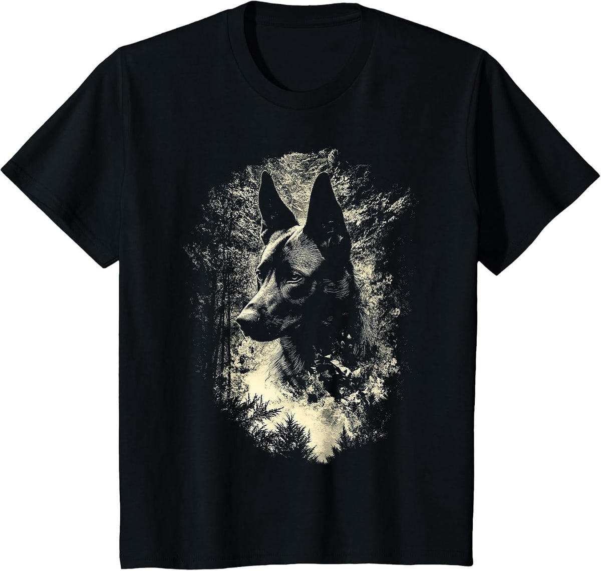 Belgian Malinois Dog Graphic Pet Artwork Belgian Malinois T-Shirt - Black