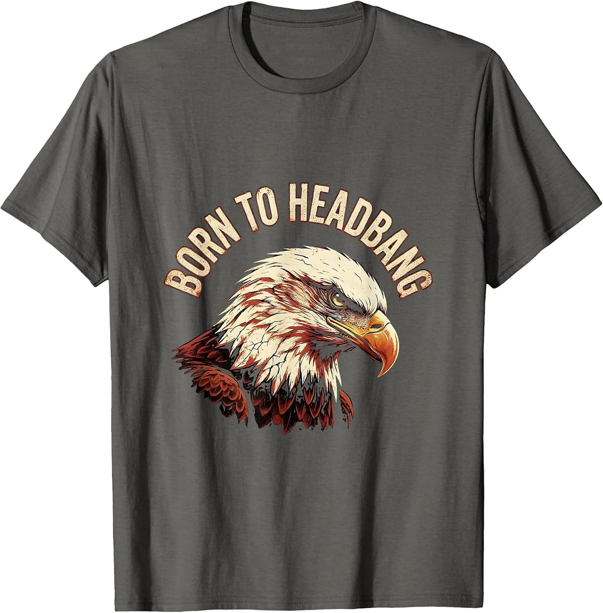Born to Headbang Heavy Metal Graphic Design T-Shirt - Asphalt Grey