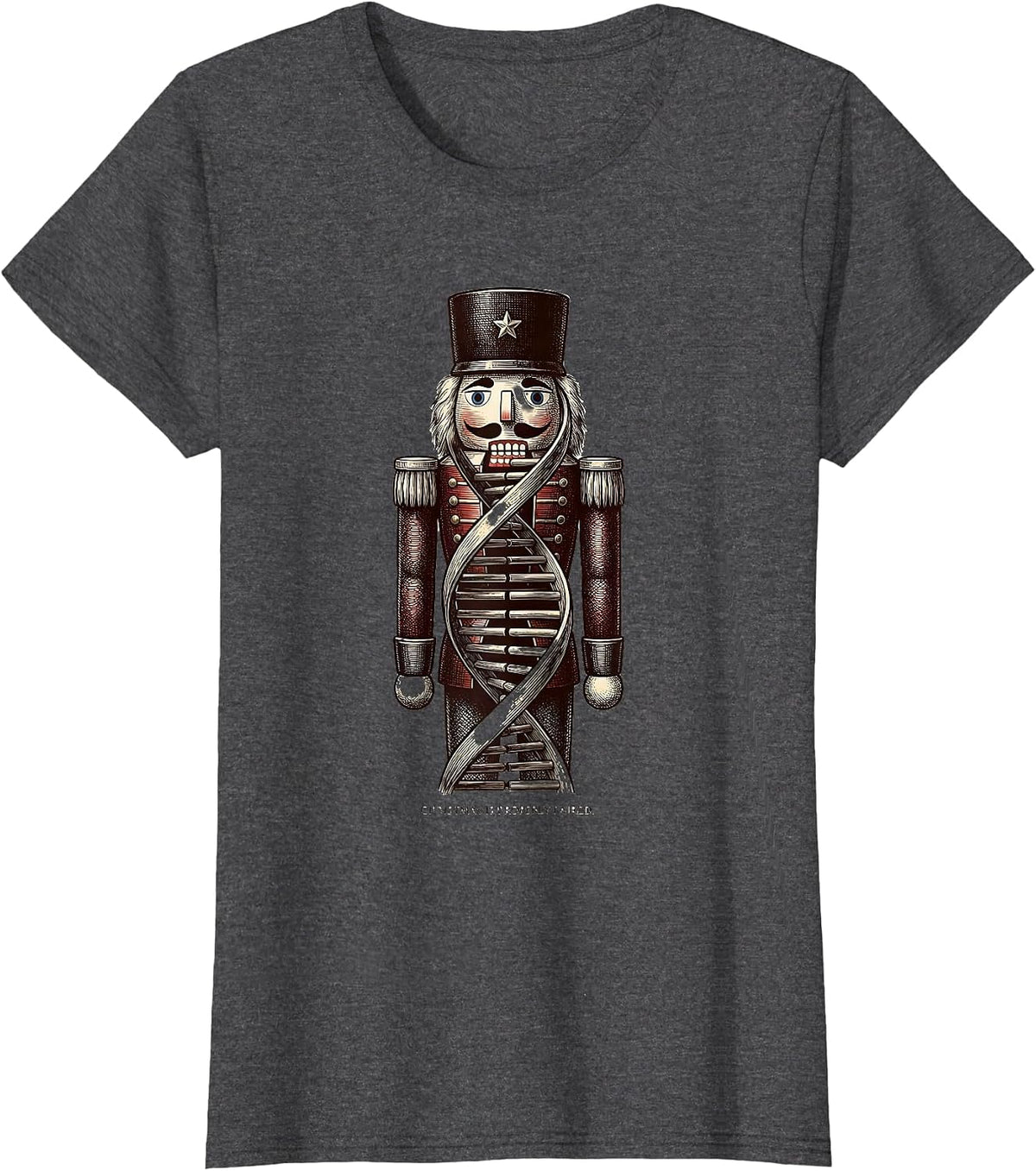 Women's Christmas Is Properly Paired Science Teacher DNA Humor T-Shirt - Dark Heather Grey