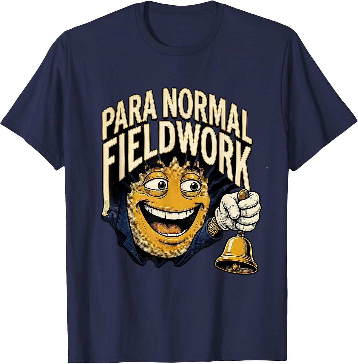 Para Normal Fieldwork Retro Cartoon Ghost Paraeducator T-Shirt - Navy Blue