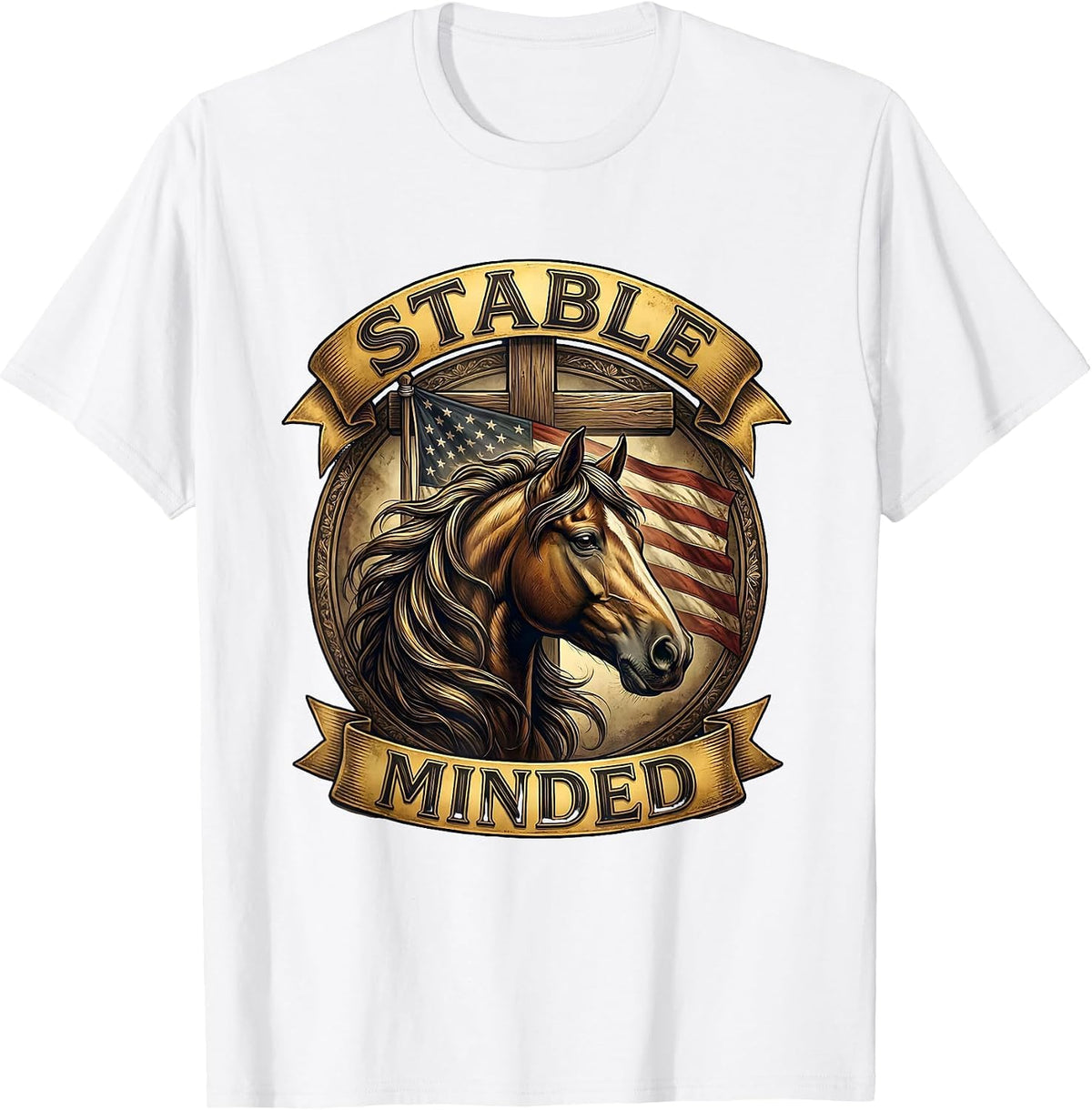 Men's Stable Minded Horse Lover Equestrian Design T-Shirt - White