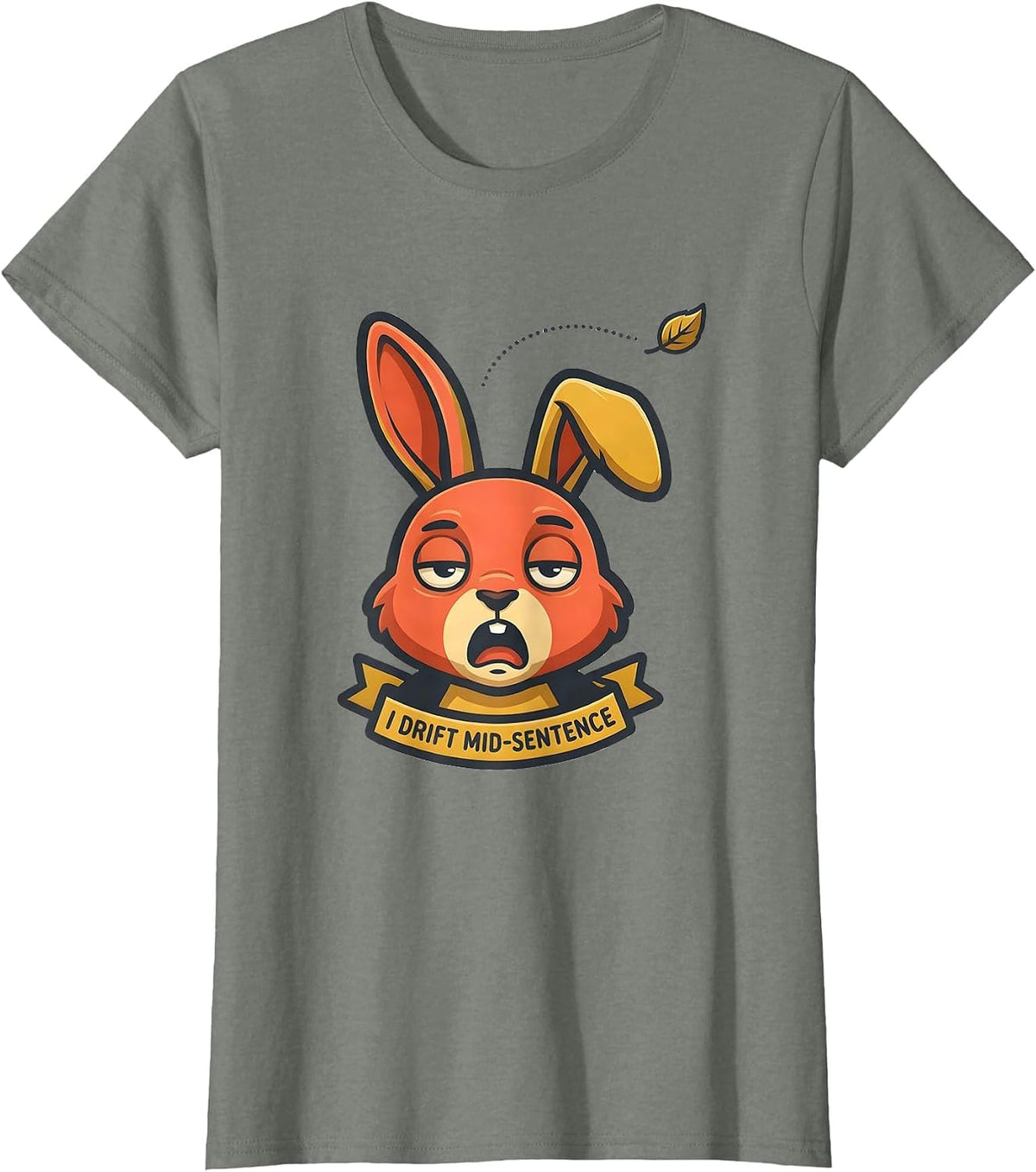 I Drift Mid-Sentence Funny Neurodiversity Humor Mascot Logo T-Shirt - Olive Heather