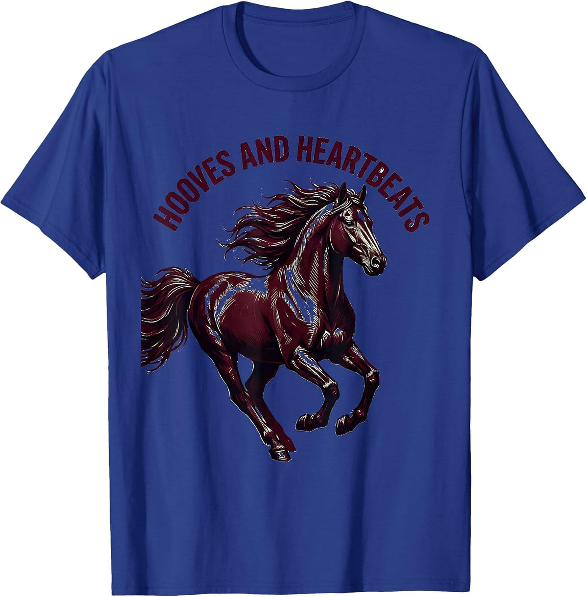 Men's Hooves and Heartbeats Horse Lover Design T-Shirt - Royal Blue