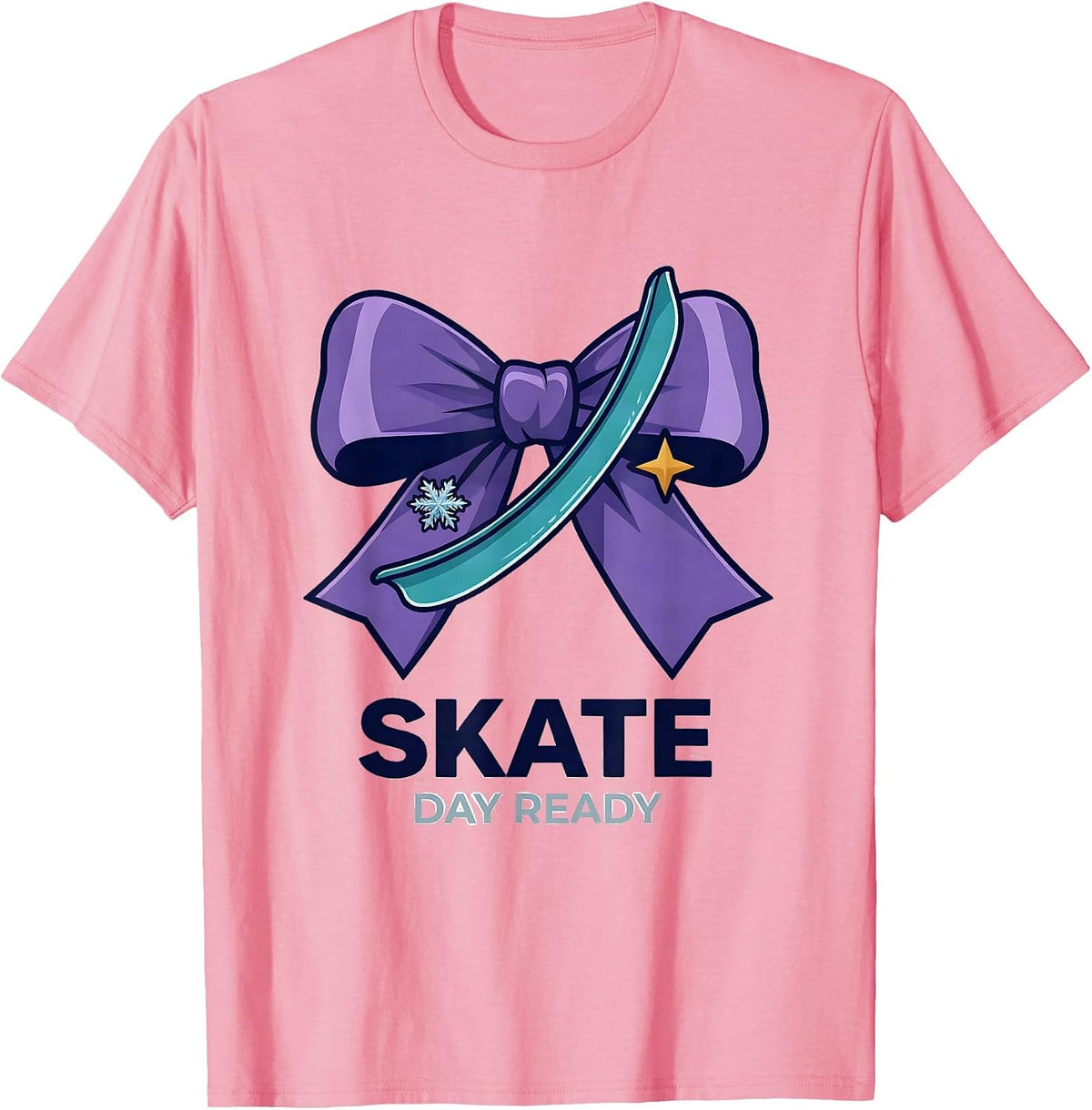 Skate Day Ready Cute Coquette Bow State Pride Girls T-Shirt - Pink