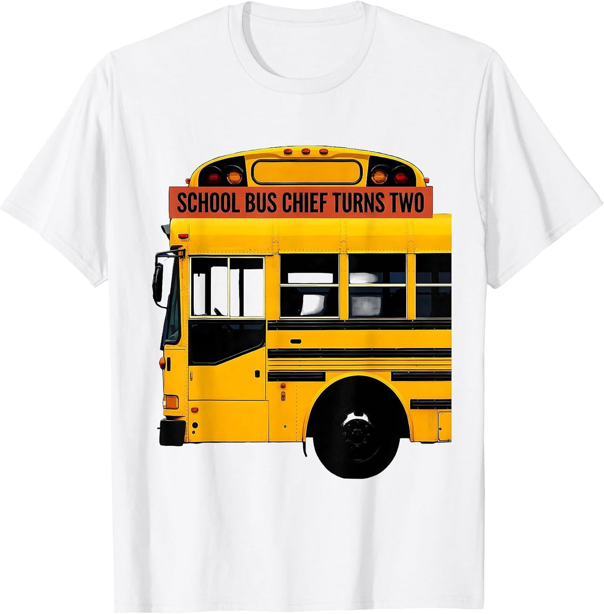 Men's School Bus Chief Turns Two Funny Toddler Birthday Party T-Shirt - White