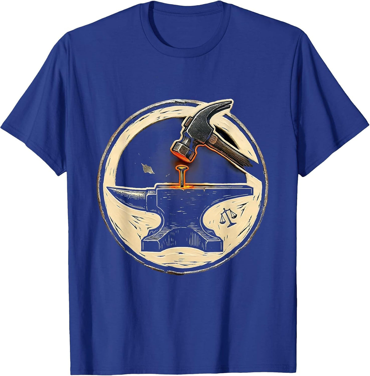 Men's Sealed Anvil Hammer Badge Blacksmith Forge Humor T-Shirt - Royal Blue