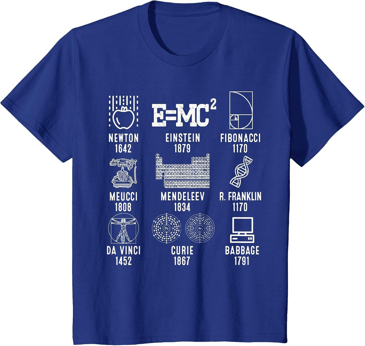 Famous Scientists Science Lovers T-Shirt - Royal Blue