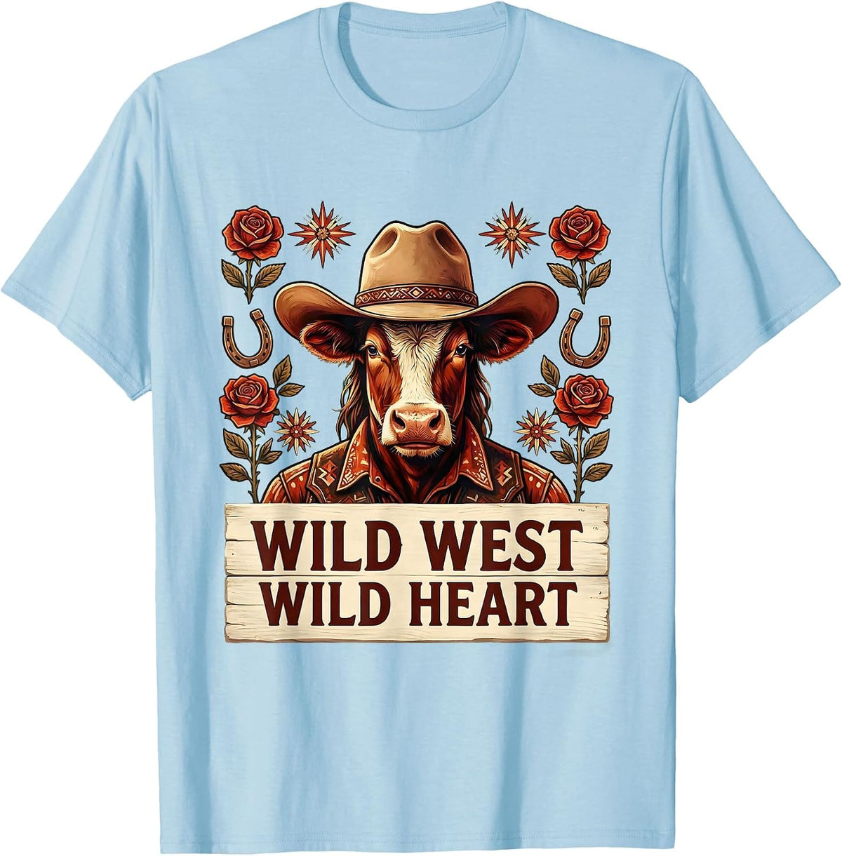 Men's Wild West Wild Heart Western Women Design T-Shirt - Baby Blue