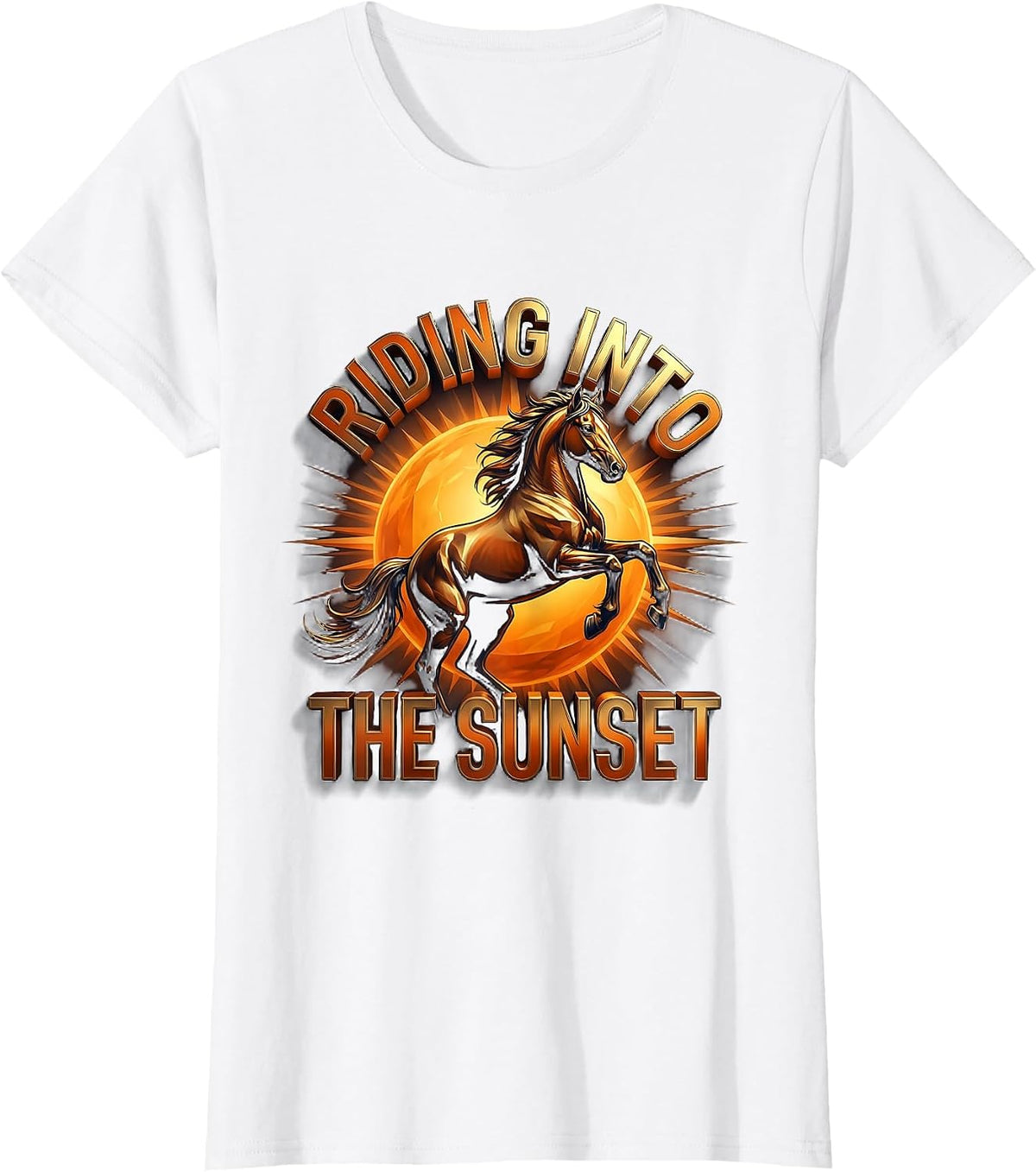 Riding Into the Sunset Horse Lover Design T-Shirt - White