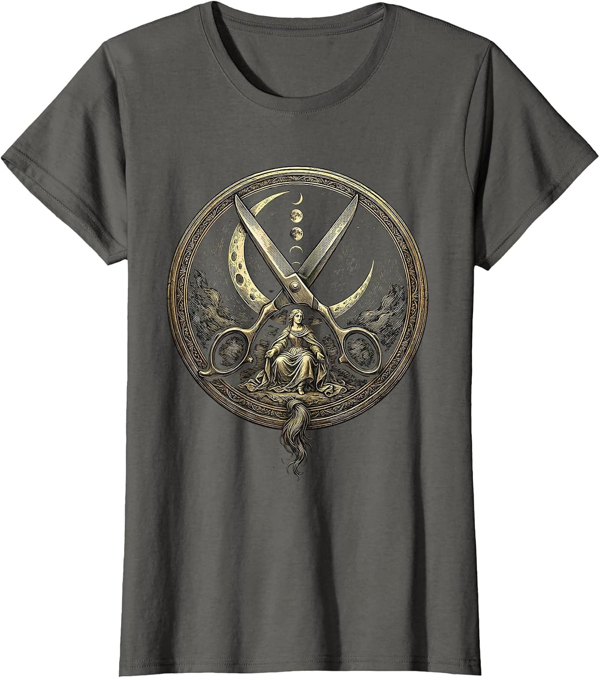 Women's Sealed Medallion Mystic Barber Humor Gift T-Shirt - Asphalt Grey