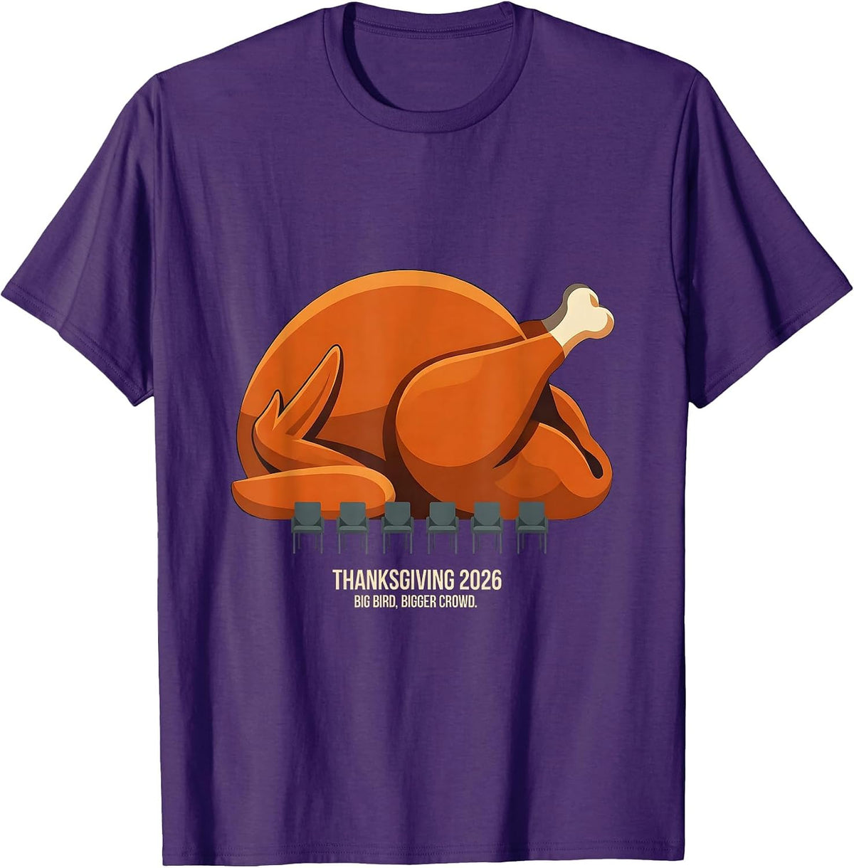 Thanksgiving 2026 Big Bird Bigger Crowd Family T-Shirt - Purple