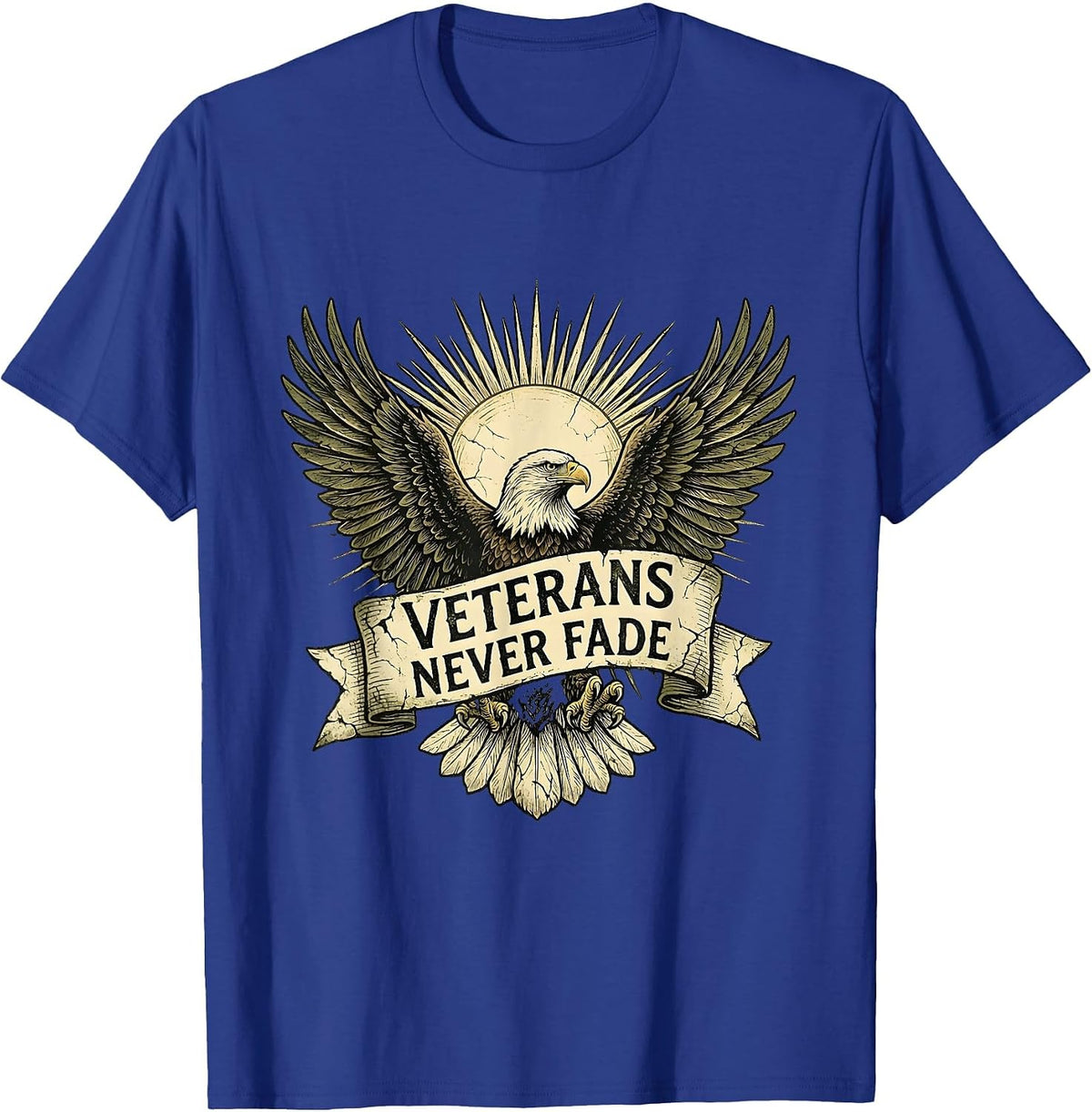 Veterans Never Fade Military Honor Design T-Shirt - Royal Blue