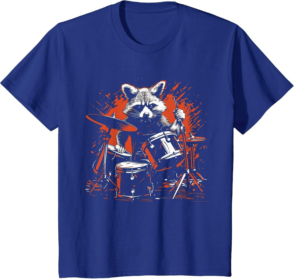 Drummer Raccoon Playing Drums Funny Drumming Raccoon Lover T-Shirt - Royal Blue