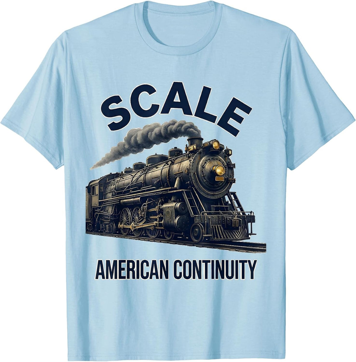 Men's Scale American Continuity Big Boy 4014 Steam Train T-Shirt - Baby Blue