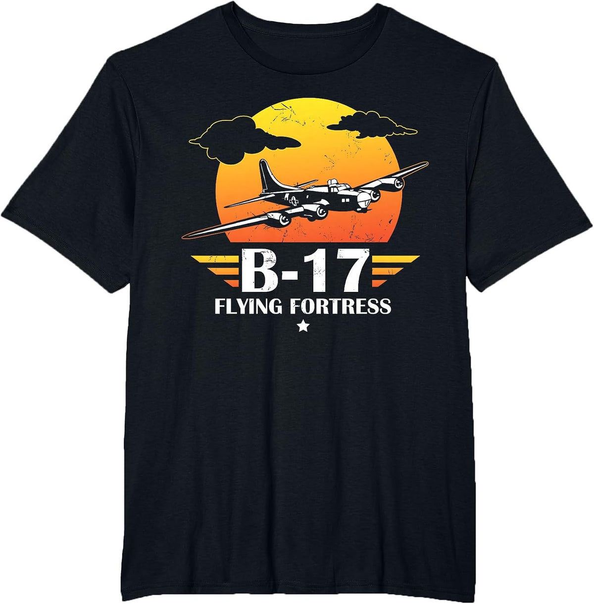 B-17 Flying Fortress Gift, Air Force, Aviation Design T-Shirt - Black