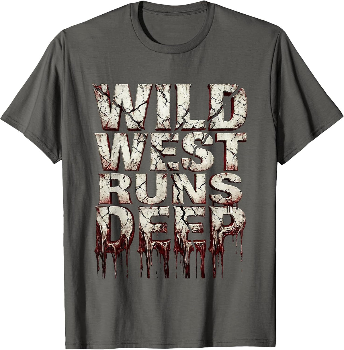 Men's Wild West Runs Deep Western Heritage Design T-Shirt - Asphalt Grey