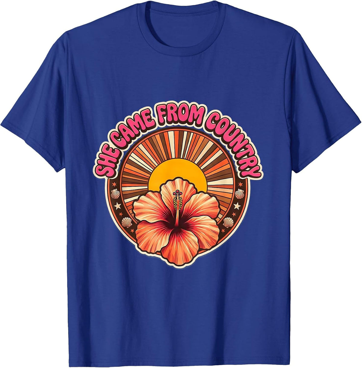 She Came From Country 90s Inspired Design T-Shirt - Royal Blue