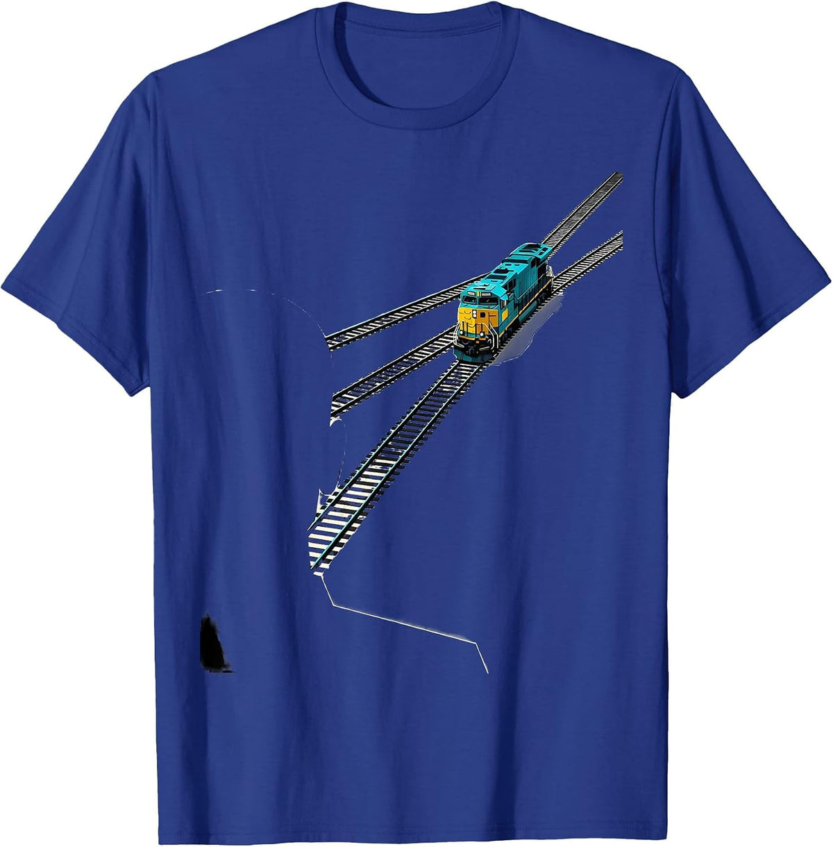 Train Enthusiast Locomotive Rail Art Retro Vintage T-Shirt - Royal Blue