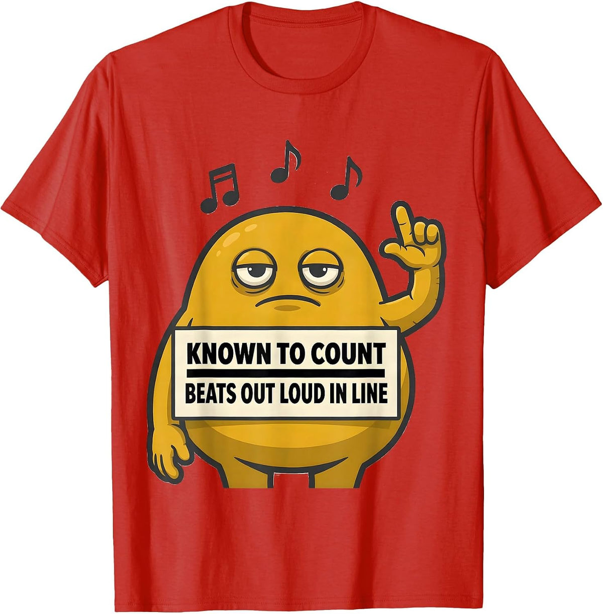 Men's Known To Count Beats Out Loud In Line Funny Music Lover Gift T-Shirt - Red