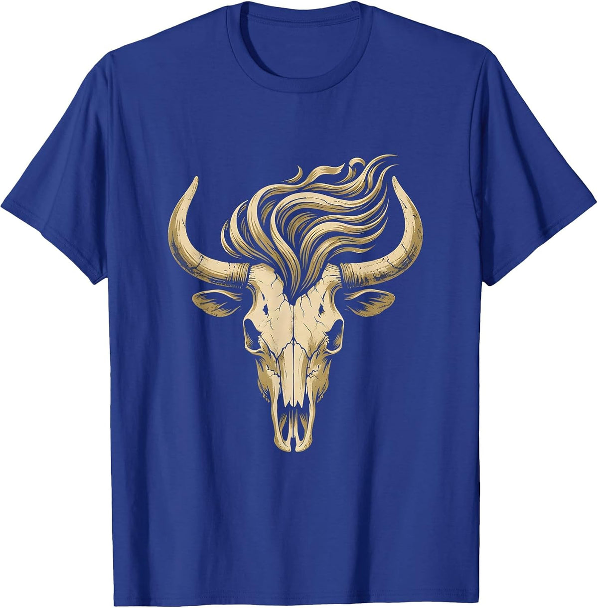 Wild Horse Flowing Mane Rodeo Graphic Design T-Shirt - Royal Blue