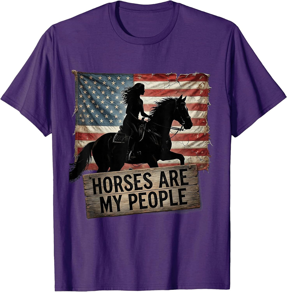 Horses Are My People Women's Horse Lover Design T-Shirt - Purple
