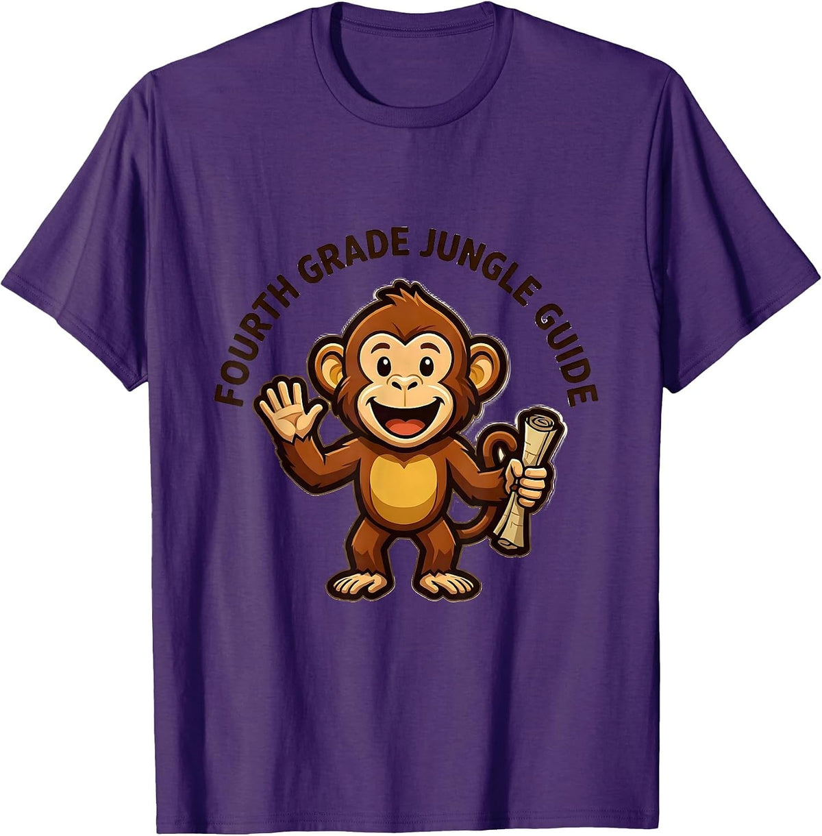 Men's Fourth Grade Jungle Guide Wild About Teaching Animal Print T-Shirt - Purple