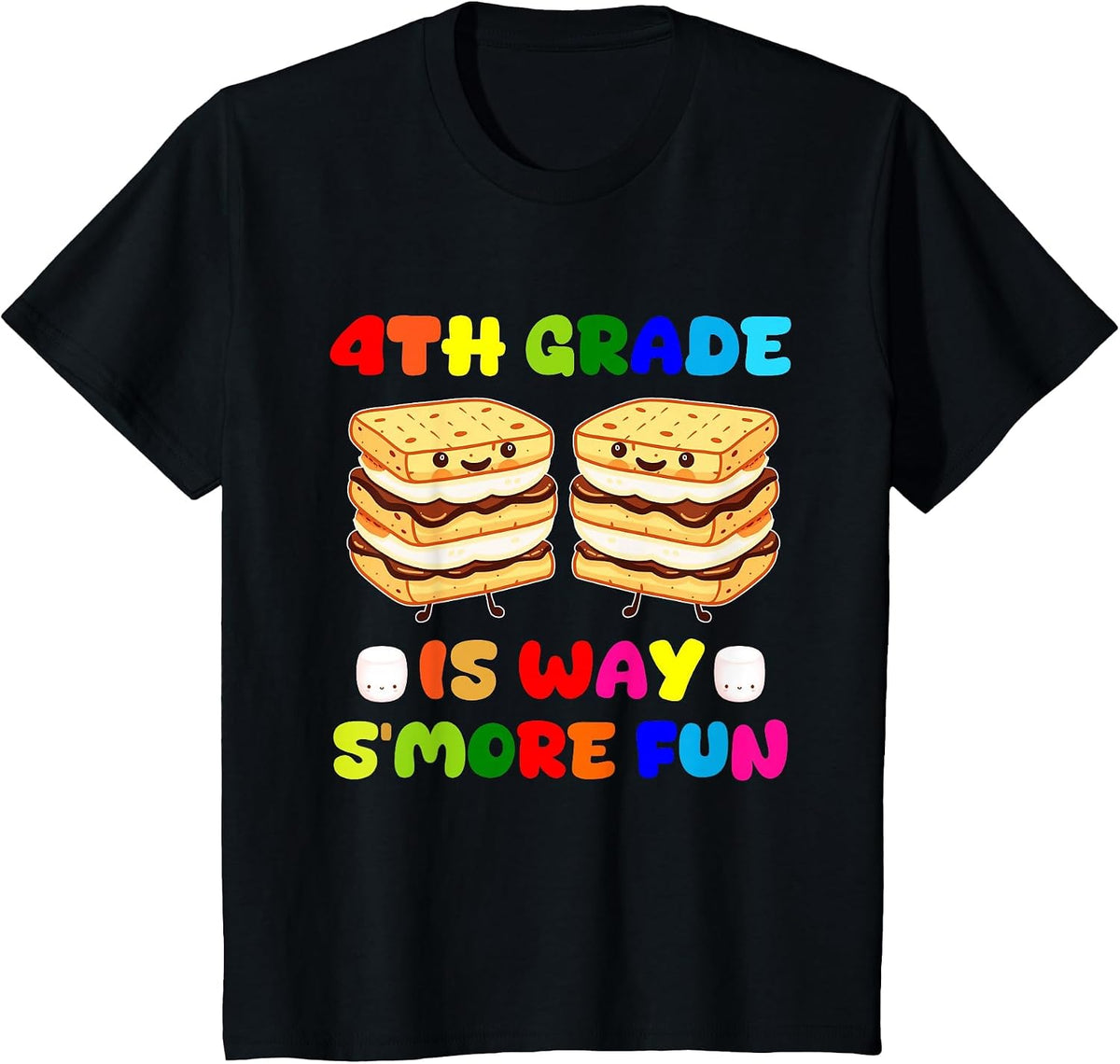 4th Grade is Way S'More Fun Marshmallow Back to School Kids T-Shirt - Black