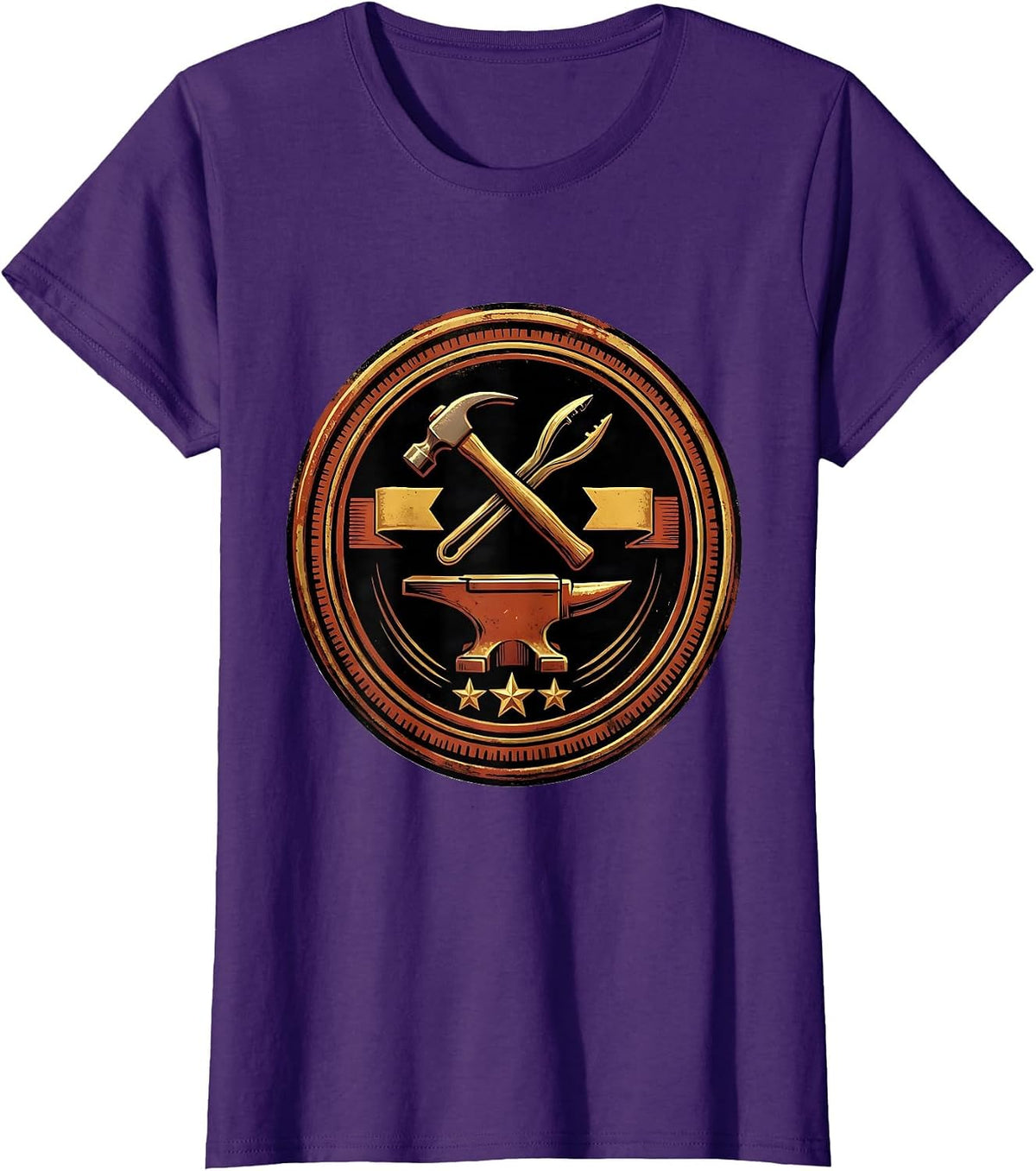 Women's Sealed Blacksmith Badge Forge Hobbyist Humor T-Shirt - Purple
