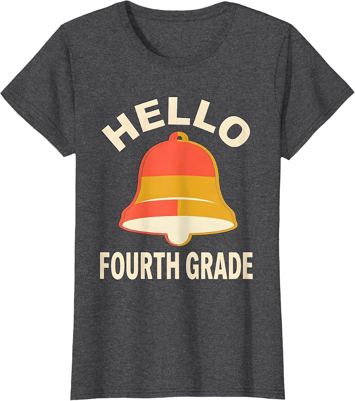 Women's Hello Fourth Grade Tie Dye Back To School Screenprint T-Shirt - Dark Heather Grey
