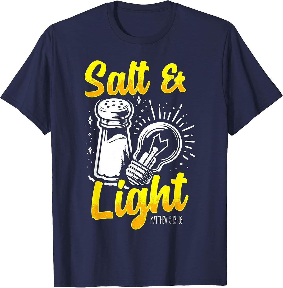 Salt & Light Bible Verse Matthew 5:13-16 Christian Value T-Shirt - Navy Blue
